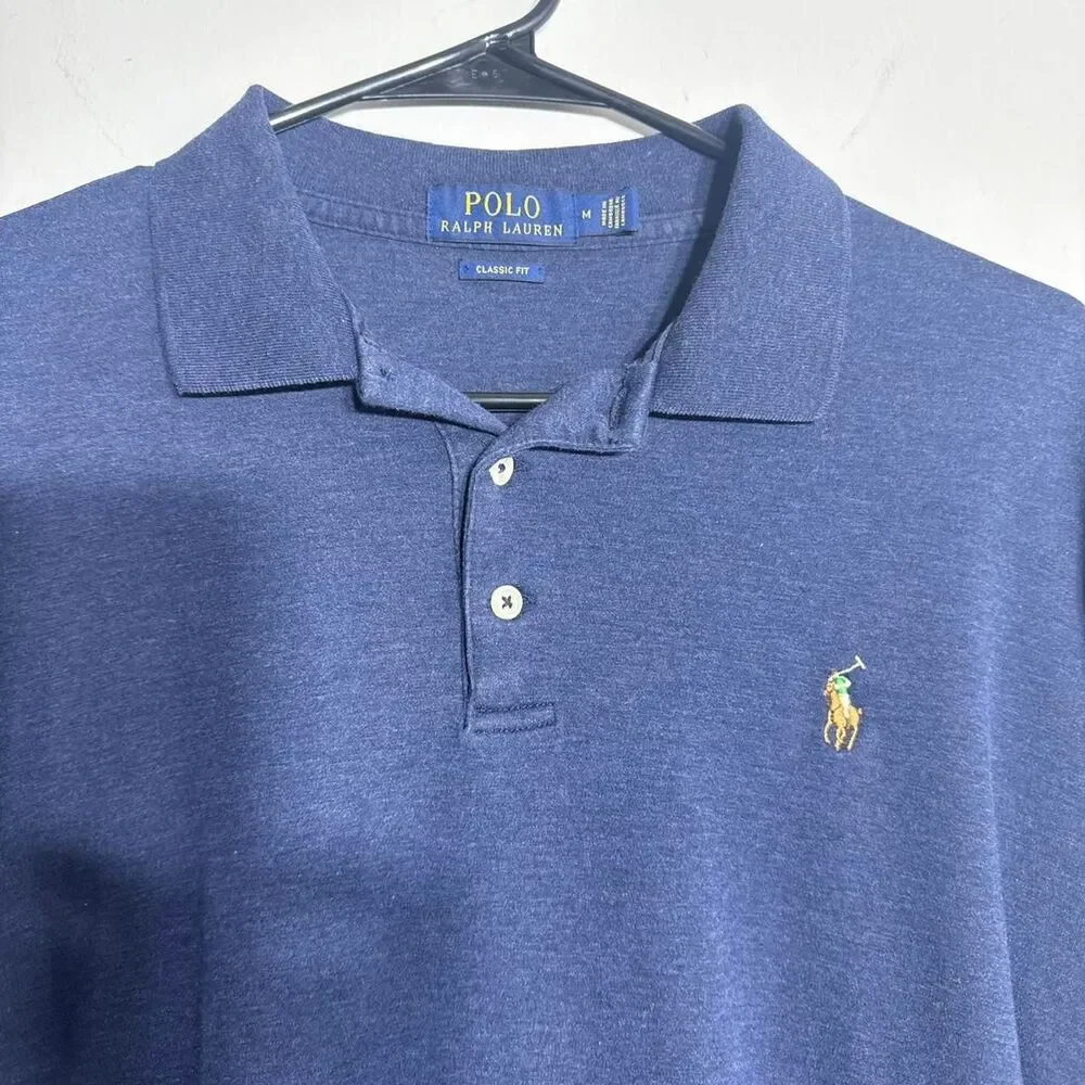 Ralph Lauren Polo Navy Blue long sleeve shirt - Medium Soft Cotton Old Money
